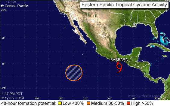 Біля узбережжя Мексики утворився тропічний шторм "Барбара"