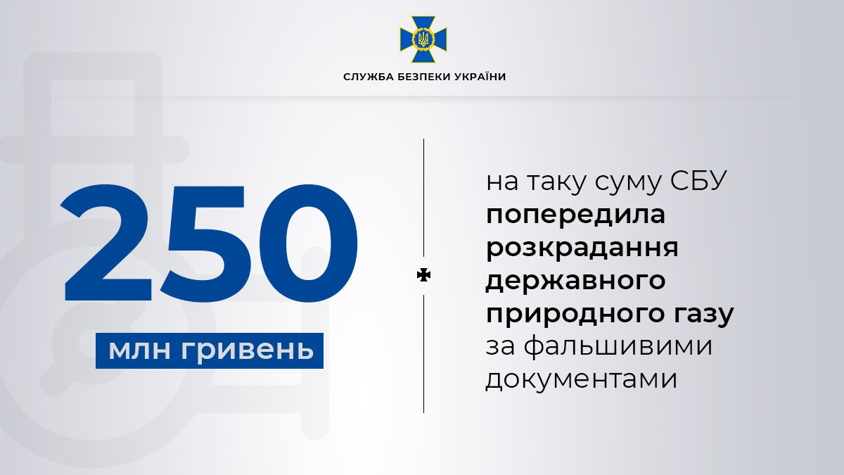СБУ у взаємодії з Мінфіном попередила заволодіння державним природним газом на 250 мільйонів гривень СБУ у взаємодії з Мінфіном попередила заволодіння державним природним газом на 250 мільйонів гривень