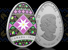 Королівський монетний двір Канади випустив нову срібну монету «писанку» (фото)